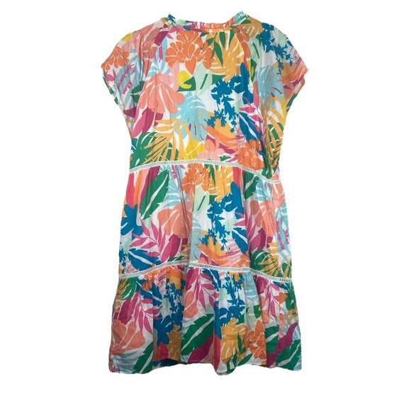 Boston Proper Abstract Forest Tiered Shift Dress Size M Resort Tropical Vacation - Picture 6 of 10